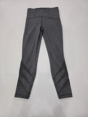 Lululemon Inspire Tight Legging Heathered Gray Mesh Panel Size 6 EUC